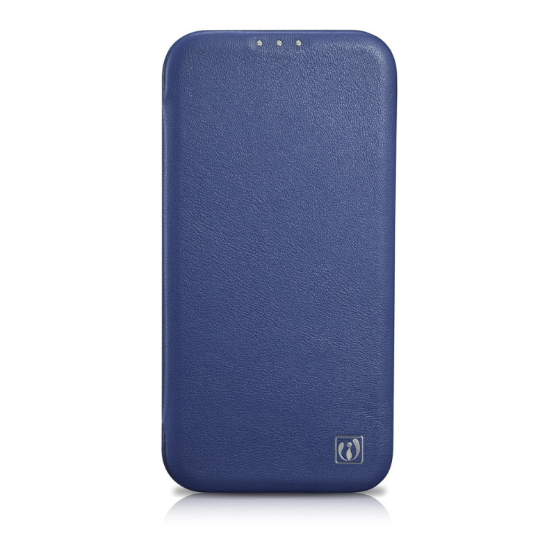 iCarer CE Premium Leather Folio Case skórzane etui z magnetyczną klapką do iPhone 14 Plus, MagSafe, niebieskie (WMI14220715-BU)