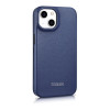 iCarer CE Premium Leather Folio Case skórzane etui z magnetyczną klapką do iPhone 14 Plus, MagSafe, niebieskie (WMI14220715-BU)
