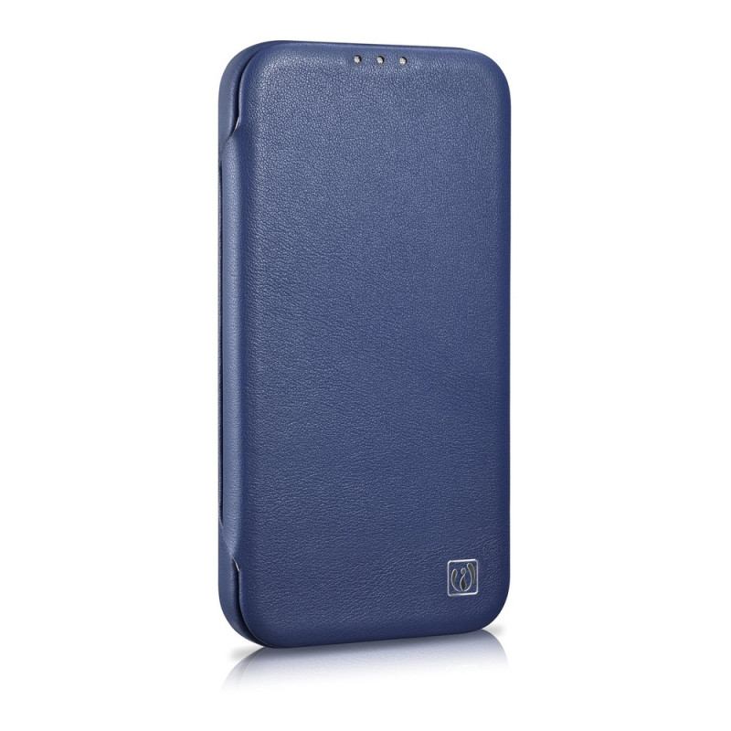 iCarer CE Premium Leather Folio Case skórzane etui z magnetyczną klapką do iPhone 14 Plus, MagSafe, niebieskie (WMI14220715-BU)