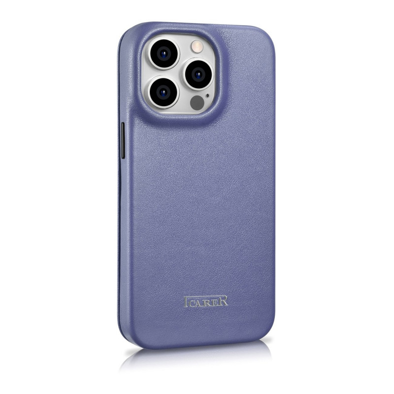 iCarer CE Premium Leather Folio Case skórzane etui do Apple iPhone 14 Pro Max, MagSafe, jasnofioletowe (ICR419)