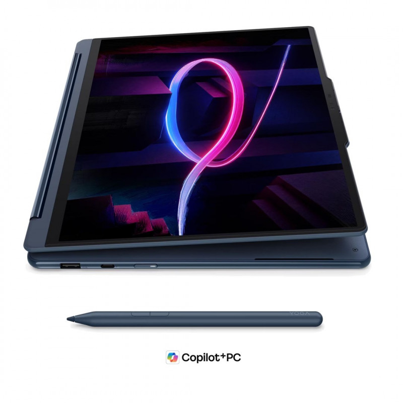 Lenovo Yoga 9i 2-in-1 Aura Edition 14IPH11 83SE001XPB laptop, 14" 2,8K OLED ekran dotykowy, Intel Core Ultra 7 355, 32 GB RAM, SSD 512 GB, niebieski
