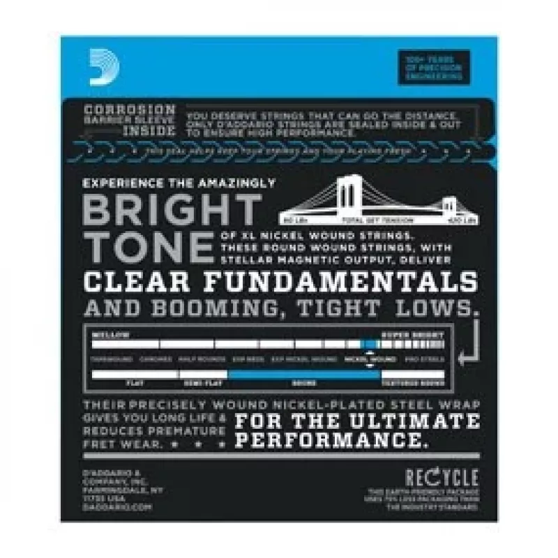 Daddario D'Addario EXL165 struny do gitary basowej, Regular Light 45–105