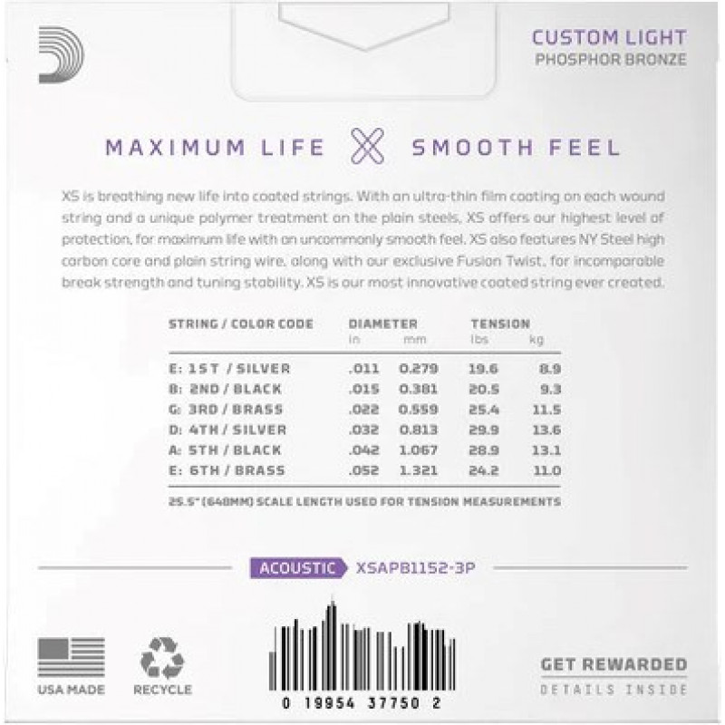Daddario D'Addario XSAPB1152 struny do gitary akustycznej, 11–52
