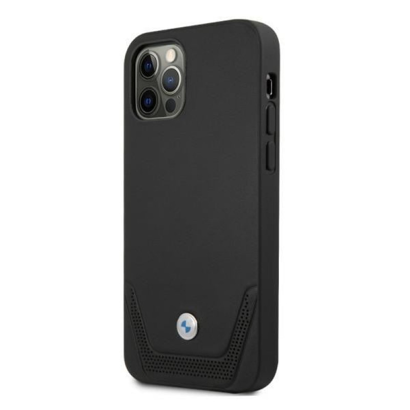 BMW BMHCP12LRSWPK Perforate skórzane etui typu hardcase do Apple iPhone 12 Pro Max, czarne