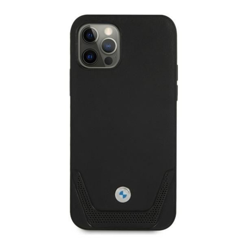 BMW BMHCP12LRSWPK Perforate skórzane etui typu hardcase do Apple iPhone 12 Pro Max, czarne