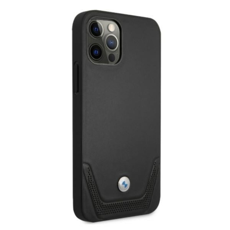 BMW BMHCP12LRSWPK Perforate skórzane etui typu hardcase do Apple iPhone 12 Pro Max, czarne