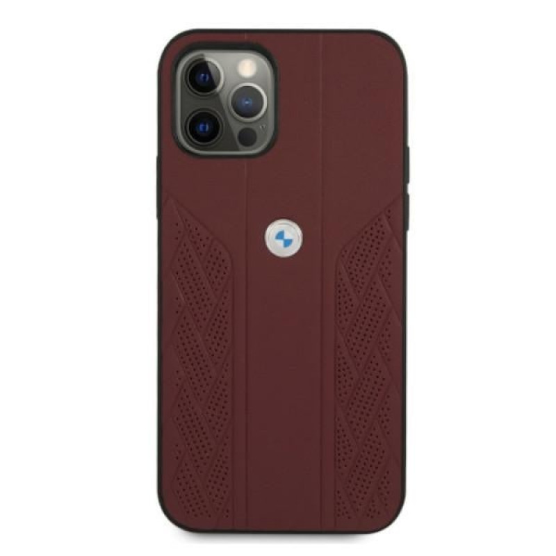 BMW BMHCP12MRSPPR Curve Perforate skórzane etui typu hardcase do Apple iPhone 12 / 12 Pro, czerwone