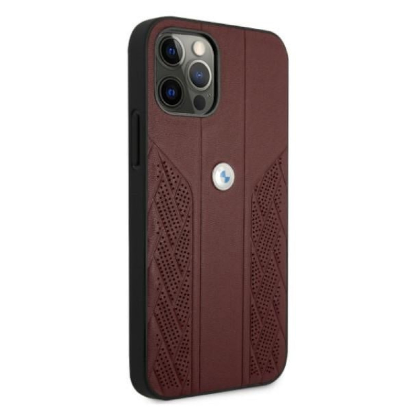BMW BMHCP12MRSPPR Curve Perforate skórzane etui typu hardcase do Apple iPhone 12 / 12 Pro, czerwone