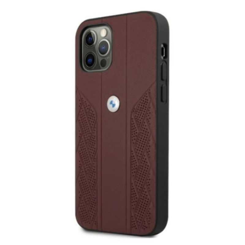 BMW BMHCP12LRSPPR Curve Perforate skórzane etui typu hardcase do Apple iPhone 12 Pro Max, czerwone