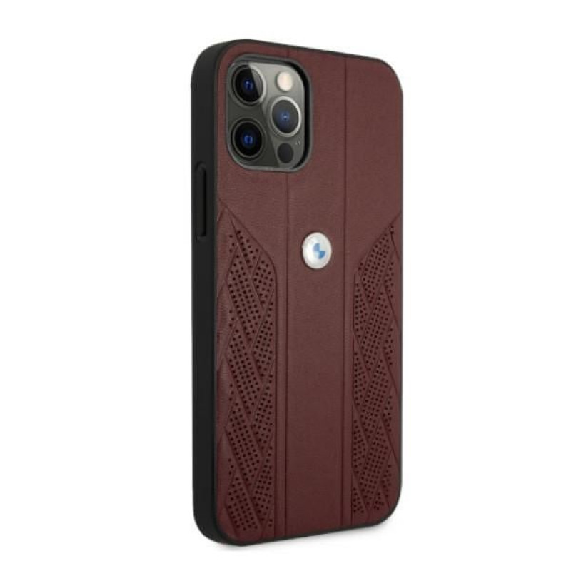 BMW BMHCP12LRSPPR Curve Perforate skórzane etui typu hardcase do Apple iPhone 12 Pro Max, czerwone