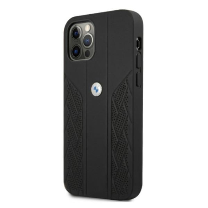 BMW BMHCP12MRSPPK Curve Perforate skórzane etui typu hardcase do Apple iPhone 12 / 12 Pro, czarne