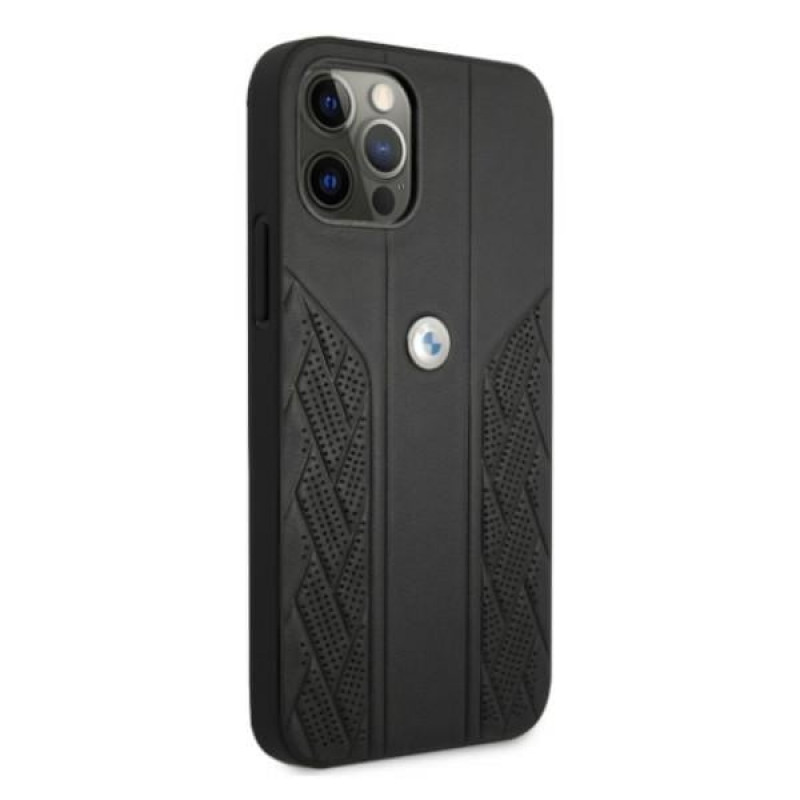 BMW BMHCP12MRSPPK Curve Perforate skórzane etui typu hardcase do Apple iPhone 12 / 12 Pro, czarne