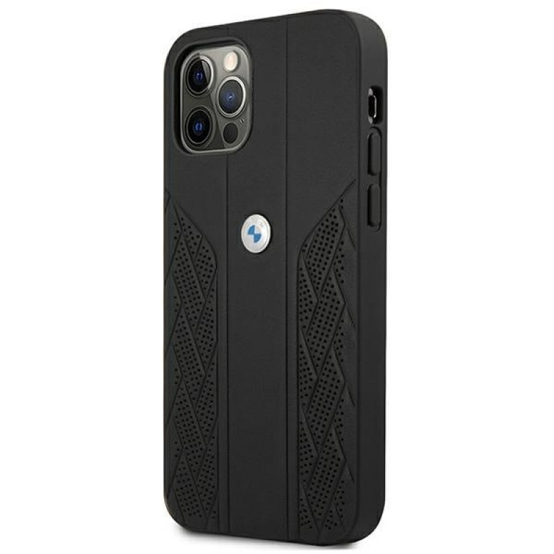 BMW BMHCP12LRSPPK Curve Perforate skórzane etui typu hardcase do Apple iPhone 12 Pro Max, czarne