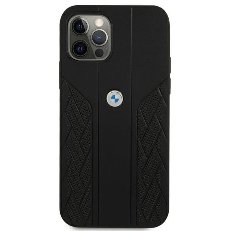 BMW BMHCP12LRSPPK Curve Perforate skórzane etui typu hardcase do Apple iPhone 12 Pro Max, czarne