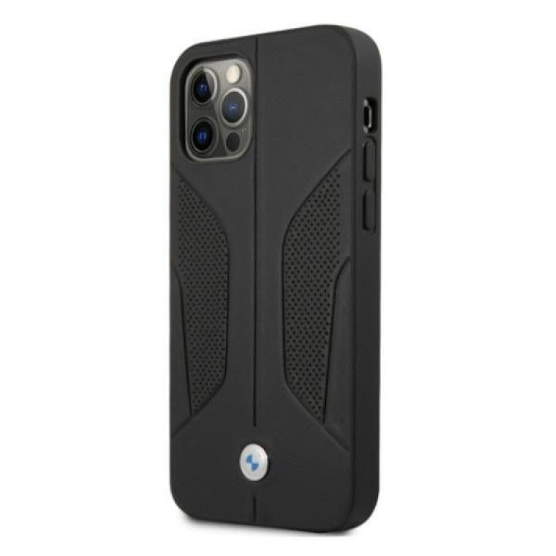 BMW BMHCP12MRSCSK Perforate Sides skórzane etui typu hardcase do Apple iPhone 12 / 12 Pro, czarne