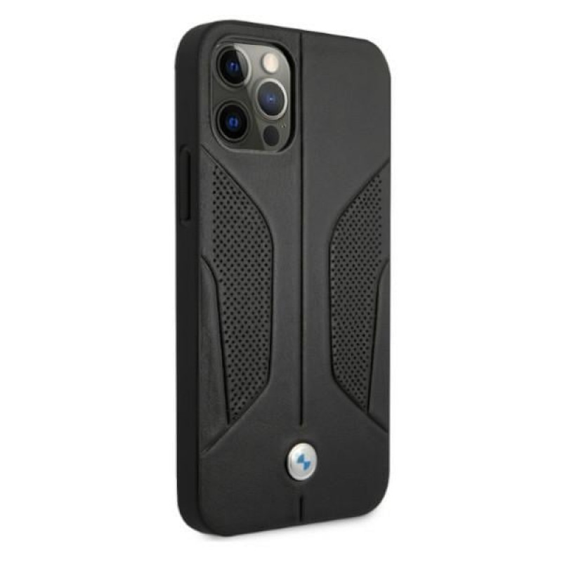BMW BMHCP12MRSCSK Perforate Sides skórzane etui typu hardcase do Apple iPhone 12 / 12 Pro, czarne
