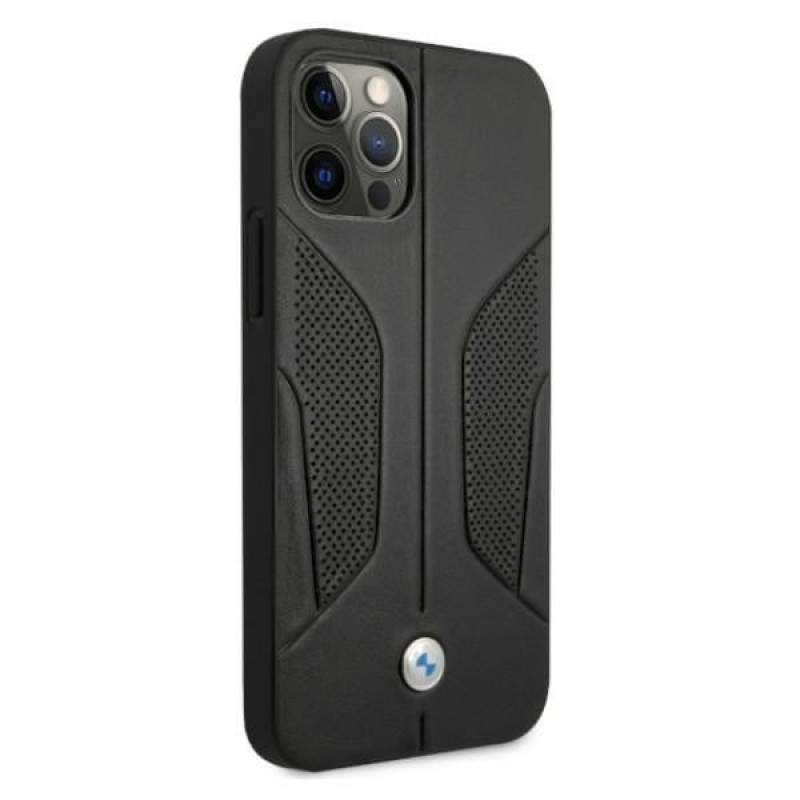 BMW BMHCP12LRSCSK Perforate Sides skórzane etui typu hardcase do Apple iPhone 12 Pro Max, czarne