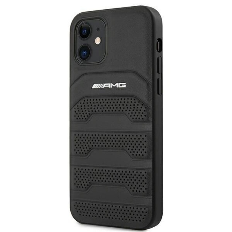Mercedes-AMG AMHCP12SGSEBK Leather Debossed Lines sztywne etui do Apple iPhone 12 mini, czarne