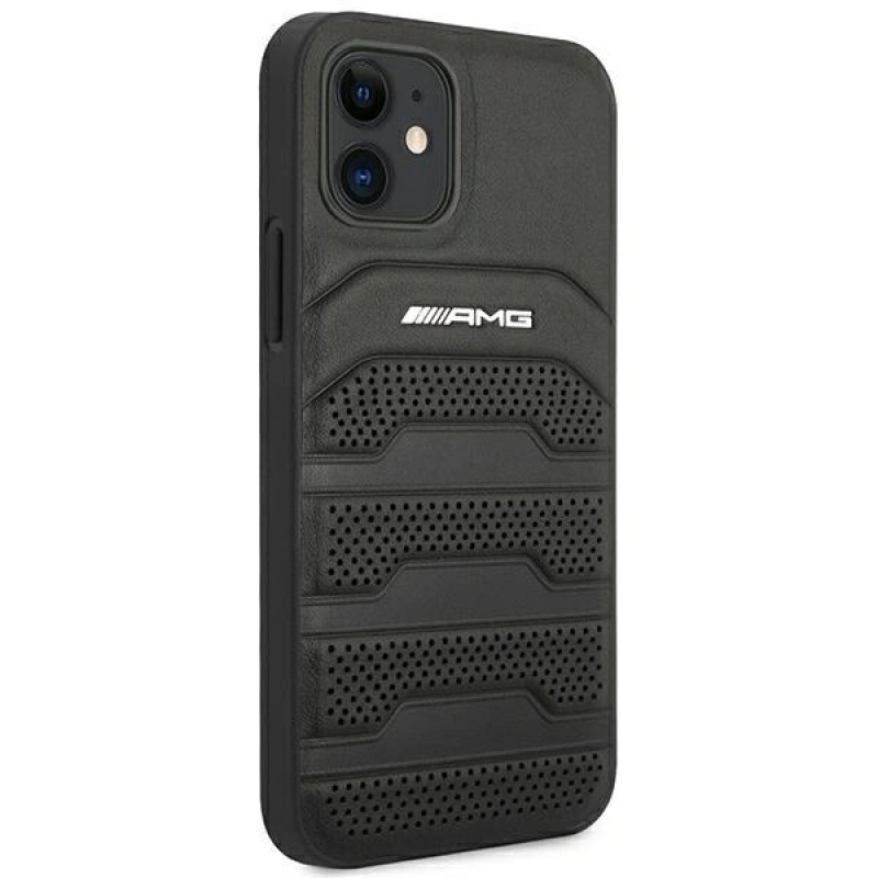 Mercedes-AMG AMHCP12SGSEBK Leather Debossed Lines sztywne etui do Apple iPhone 12 mini, czarne