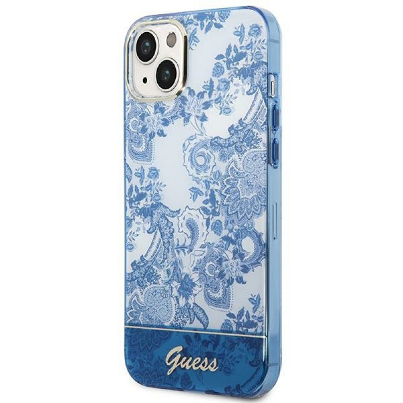 Guess GUHCP14MHGPLHB etui hardcase do Apple iPhone 14 Plus / 15 Plus, Porcelain Collection, niebieskie
