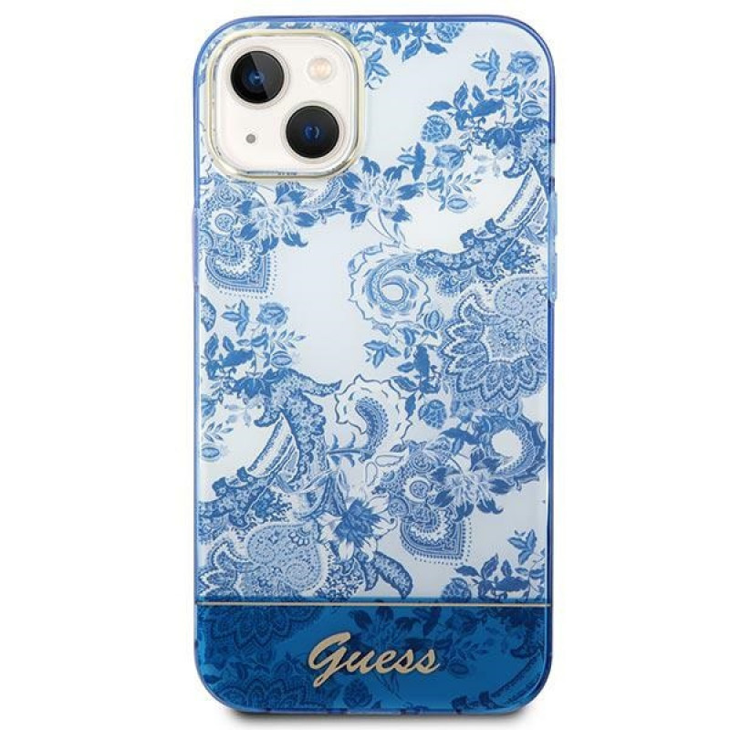 Guess GUHCP14MHGPLHB etui hardcase do Apple iPhone 14 Plus / 15 Plus, Porcelain Collection, niebieskie