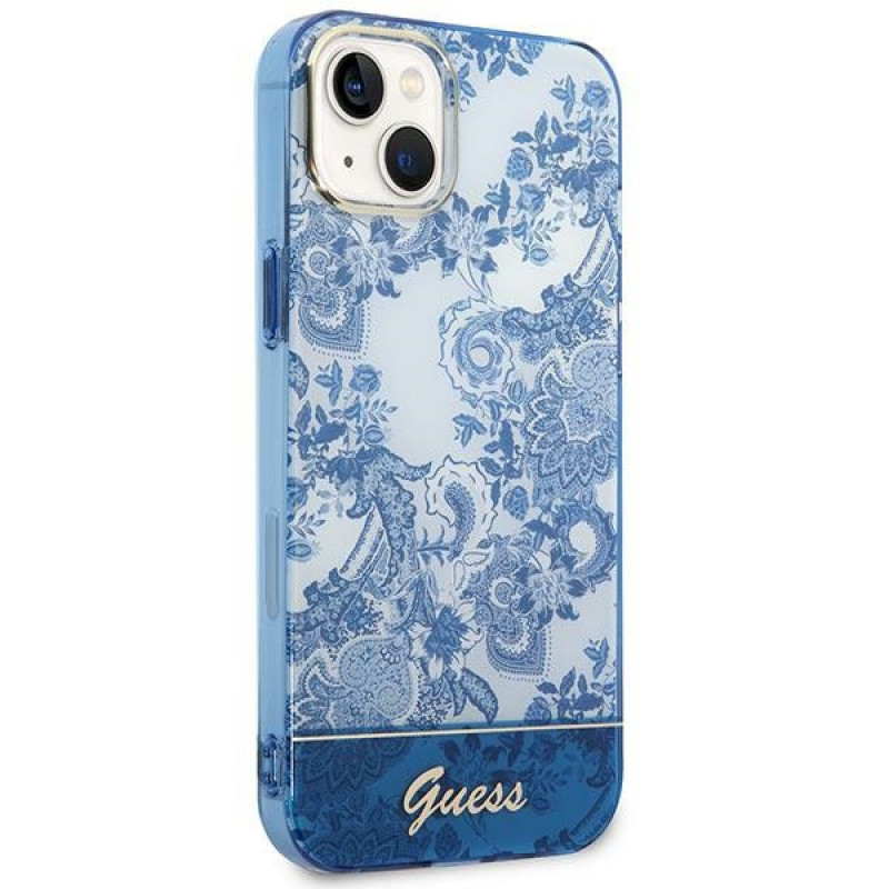 Guess GUHCP14MHGPLHB etui hardcase do Apple iPhone 14 Plus / 15 Plus, Porcelain Collection, niebieskie