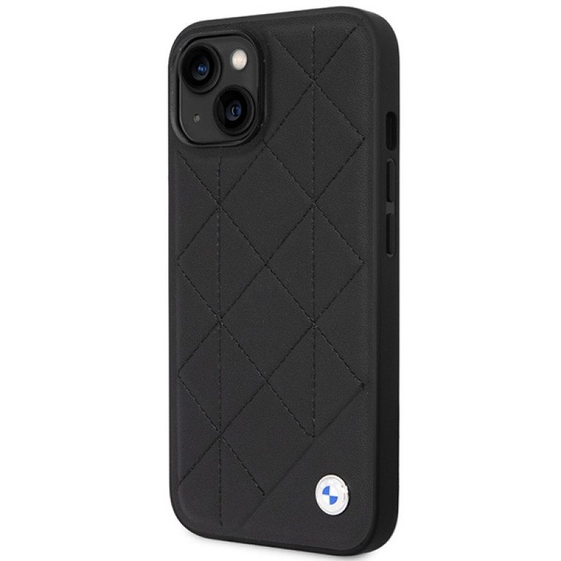 BMW BMHCP14S22RQDK Leather Quilted twarde etui do iPhone 14 6,1", czarne