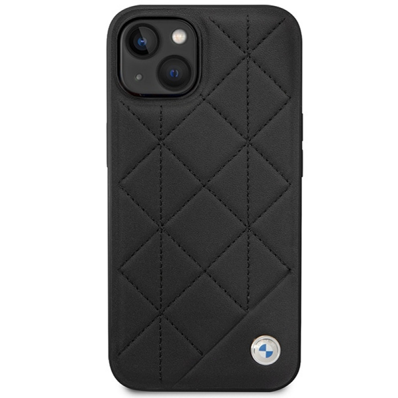 BMW BMHCP14S22RQDK Leather Quilted twarde etui do iPhone 14 6,1", czarne