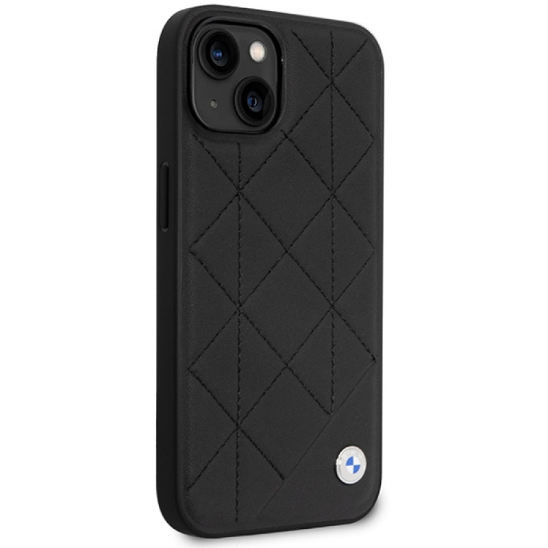 BMW BMHCP14S22RQDK Leather Quilted twarde etui do iPhone 14 6,1", czarne