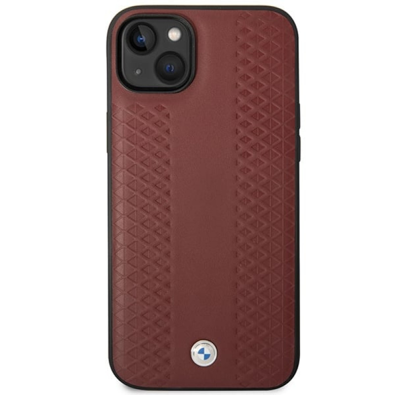 BMW BMHCP14S22RFGR Leather Diamond Pattern twarde etui do iPhone 14 6,1", bordowe