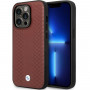BMW BMHCP14L22RFGR Leather Diamond Pattern twarde etui do iPhone 14 Pro 6,1", bordowe