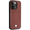 BMW BMHCP14X22RFGR Leather Diamond Pattern twarde etui do iPhone 14 Pro Max 6,7", bordowe