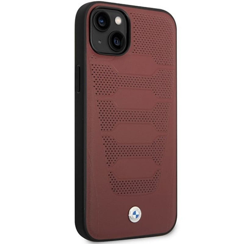 BMW BMHCP14S22RPSR etui do iPhone 14, bordowe, Leather Seats Pattern