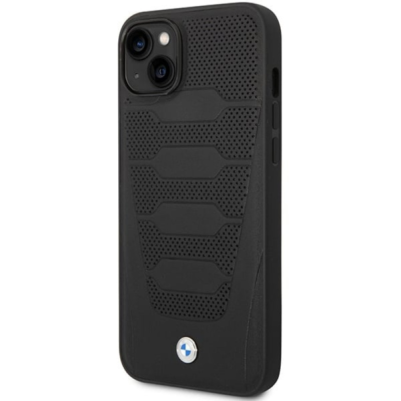 BMW BMHCP14S22RPSK etui do iPhone 14, czarne, Leather Seats Pattern