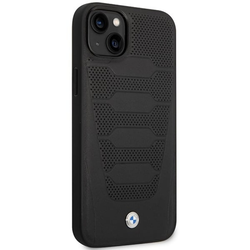 BMW BMHCP14S22RPSK etui do iPhone 14, czarne, Leather Seats Pattern
