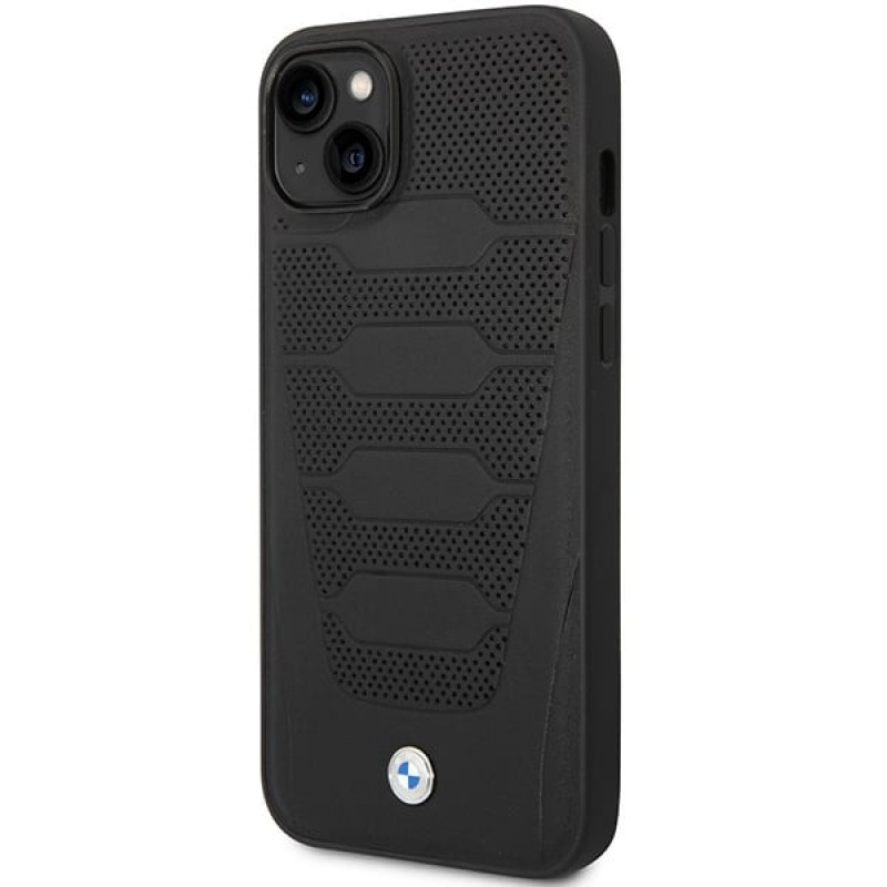 BMW BMHCP14S22RPSK etui do iPhone 14, czarne, Leather Seats Pattern