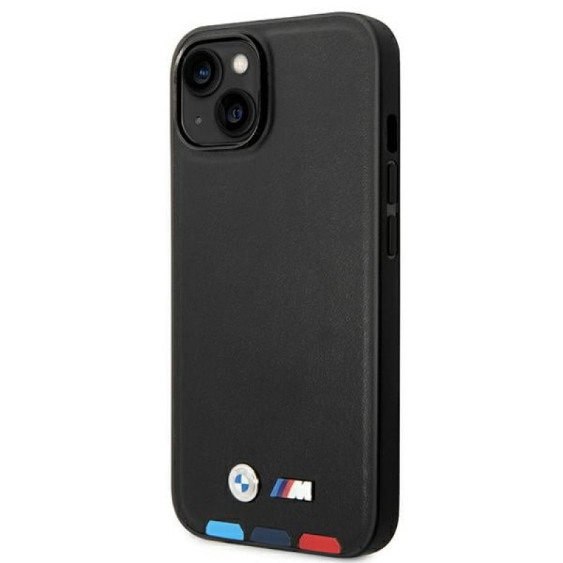 BMW BMHCP14M22PTDK etui do iPhone 14 Plus, czarne, Leather Stamp Tricolor