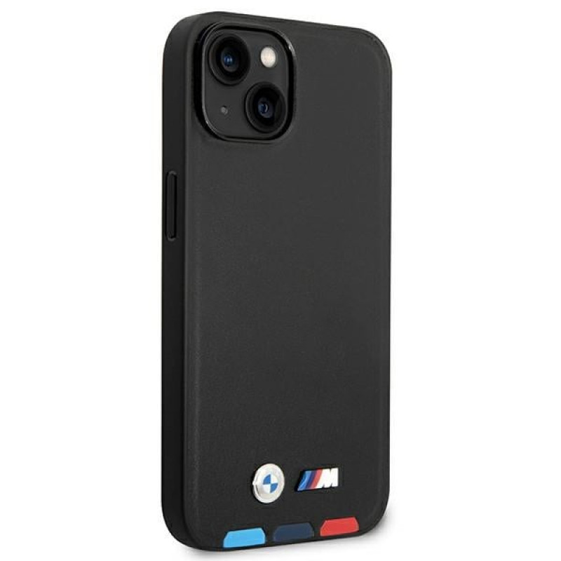 BMW BMHCP14M22PTDK etui do iPhone 14 Plus, czarne, Leather Stamp Tricolor