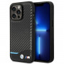 BMW BMHCP14L22NBCK etui do iPhone 14 Pro, czarne, Leather Carbon