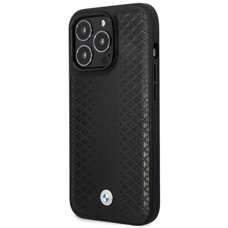 BMW BMHMP14X22RFGK Leather Diamond Pattern MagSafe etui do Apple iPhone 14 Pro Max 6,7″, czarne