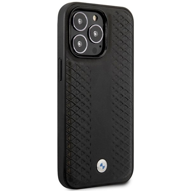 BMW BMHMP14X22RFGK Leather Diamond Pattern MagSafe etui do Apple iPhone 14 Pro Max 6,7″, czarne