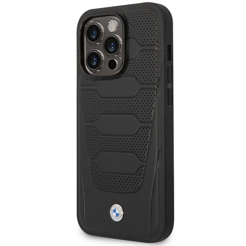 BMW BMHMP14X22RPSK Leather Seats Pattern MagSafe etui do Apple iPhone 14 Pro Max 6,7″, czarne