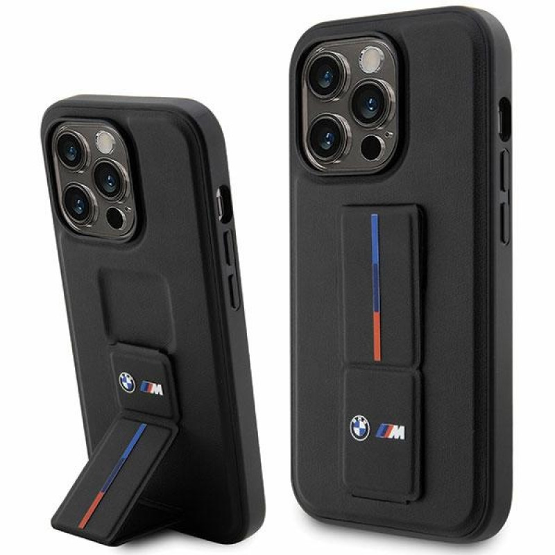 BMW BMHCP14L22GSLK Grip Stand Hot Stamp sztywne etui do Apple iPhone 14 Pro, czarne