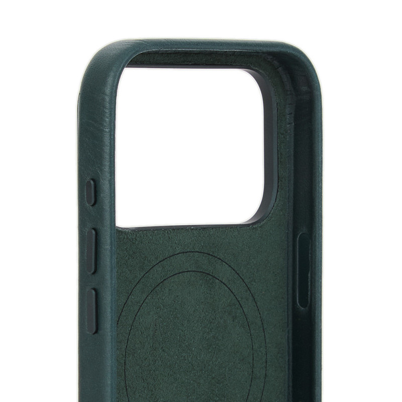 Mujjo Troubadour skórzane etui do Apple iPhone 18 Pro / 17 Pro, MagSafe, obsydianowozielone