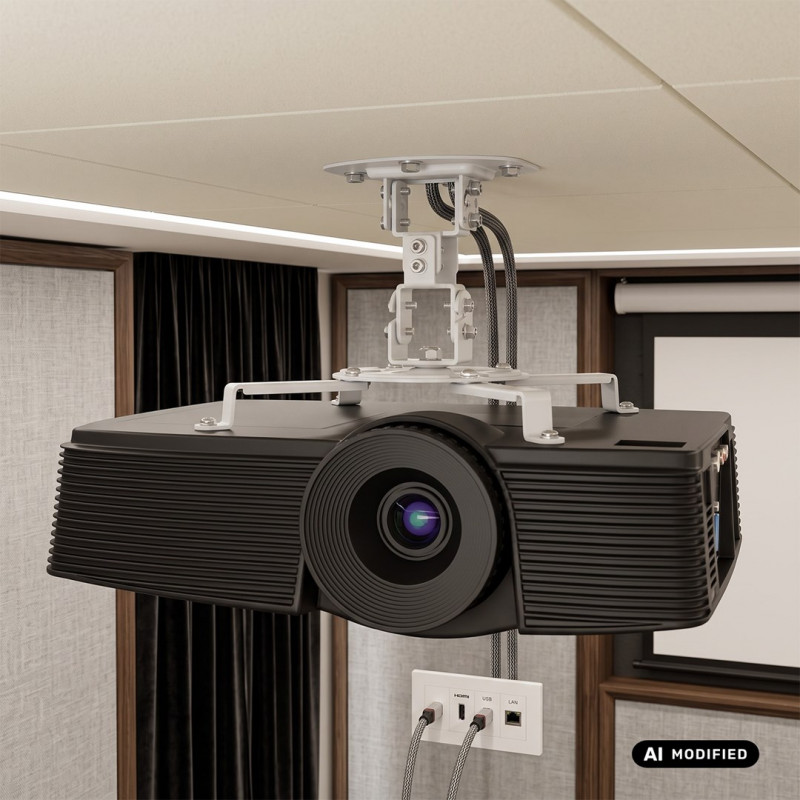 Maclean MC-200 W uchwyt sufitowy do projektorów, stalowy, 54–320 mm, do 13,5 kg, biały