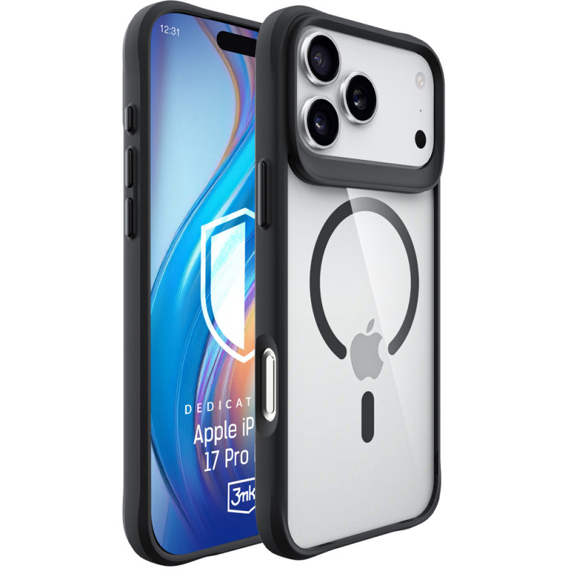 3mk Satin Armor MagCase etui do Apple iPhone 17 Pro Max, przezroczyste czarne