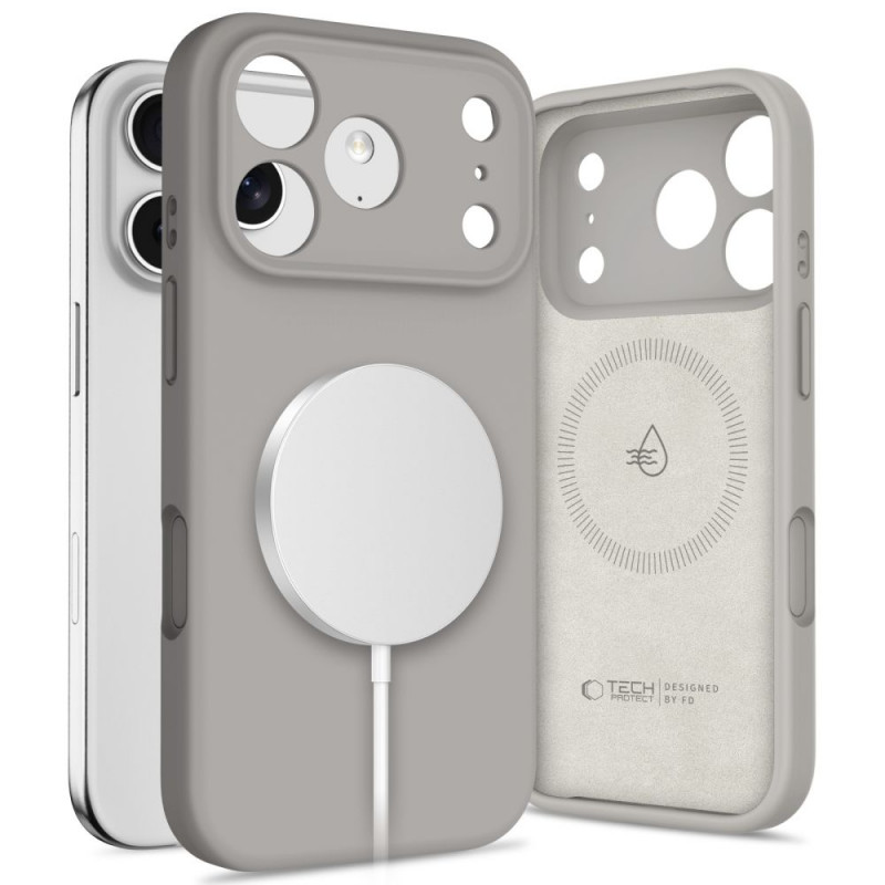 Tech-Protect Silicone MagSafe etui do Apple iPhone 17 Pro, kamiennoszare