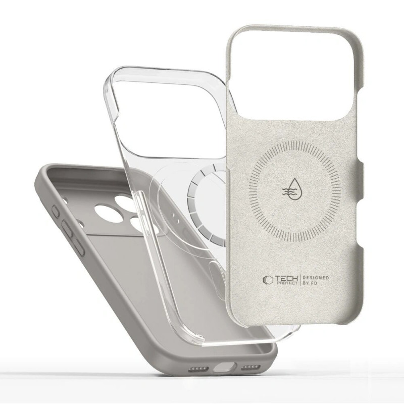 Tech-Protect Silicone MagSafe etui do Apple iPhone 17 Pro, kamiennoszare