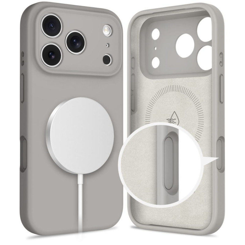 Tech-Protect Silicone MagSafe etui do Apple iPhone 17 Pro, kamiennoszare