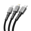 Tech-Protect UltraBoost DNA kabel 3w1 USB-A do Lightning / USB-C / Micro-USB, 3 A, 120 cm, szary (iron grey)